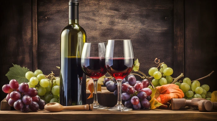 grape wines red wine on table with grapes